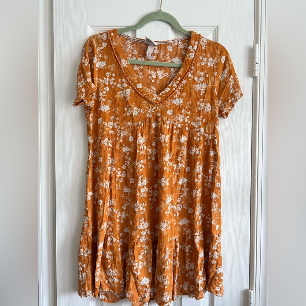 Cute orange summer flower dress